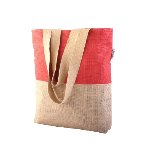 Red & Beige Tote Bag for Girls - Jute College Collection