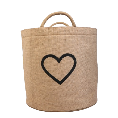Animal patterned Jute Laundry Bag with handle